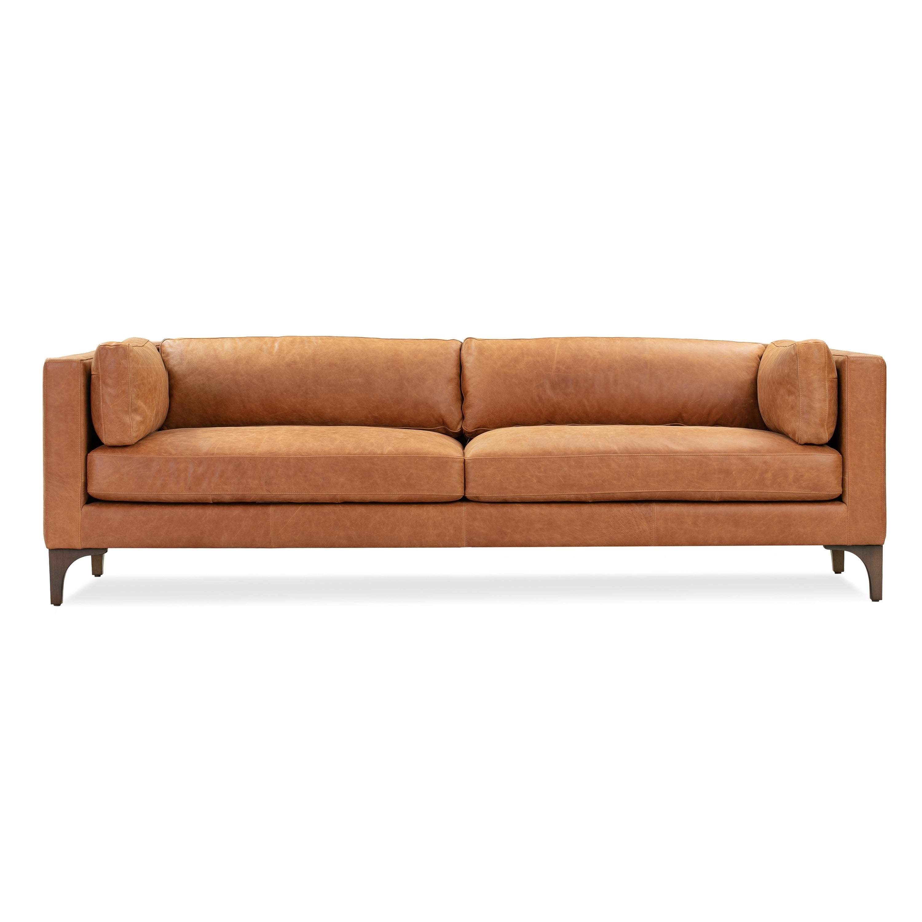 Poly & Bark Argan 93" Sofa in Cognac Tan - Full Grain Genuine Italian Leather