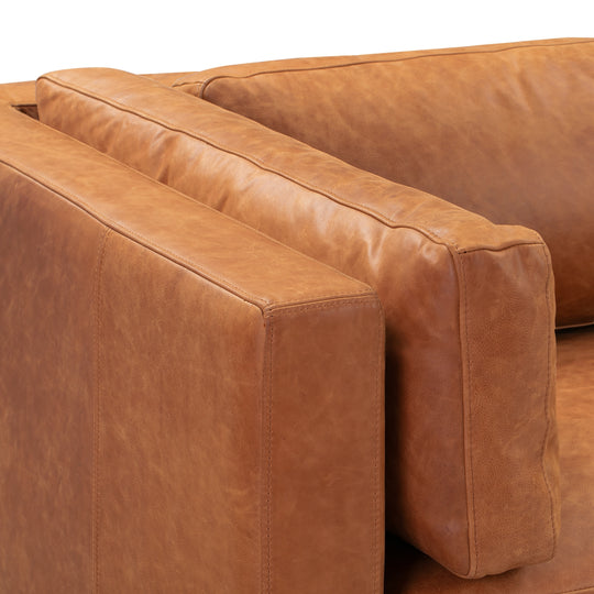 Poly & Bark Argan 93" Sofa in Cognac Tan - Full Grain Genuine Italian Leather