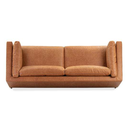 Poly & Bark Argan 93" Sofa in Cognac Tan - Full Grain Genuine Italian Leather