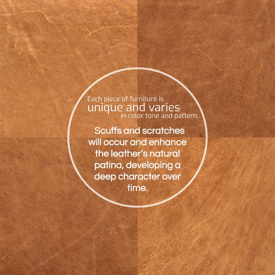 Poly & Bark Argan 93" Sofa in Cognac Tan - Full Grain Genuine Italian Leather