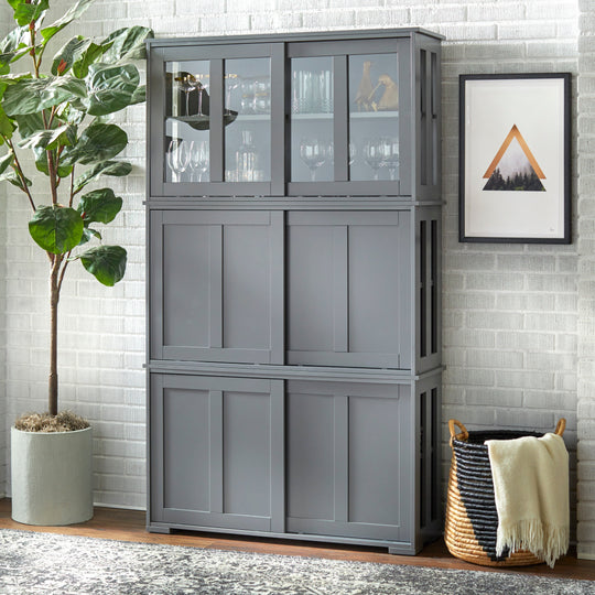 Jefferson Sliding Glass Door Stackable China Cabinet