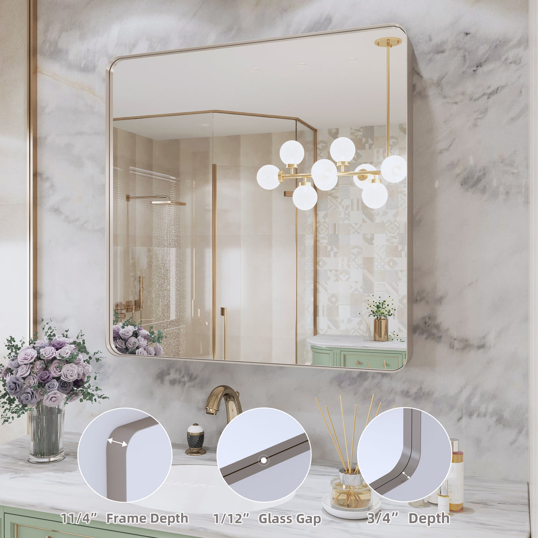 Quivaraview Rectangular Aluminum Framed Bathroom Vanity Mirror