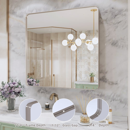 Quivaraview Rectangular Aluminum Framed Bathroom Vanity Mirror