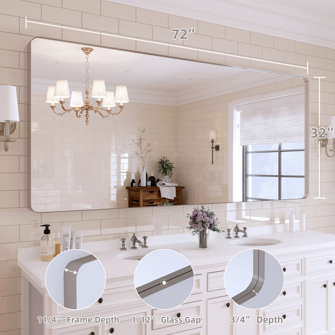 Quivaraview Rectangular Aluminum Framed Bathroom Vanity Mirror