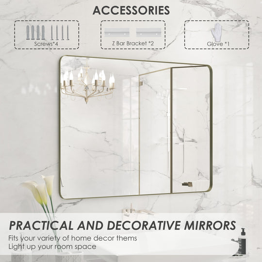 Quivaraview Rectangular Aluminum Framed Bathroom Vanity Mirror