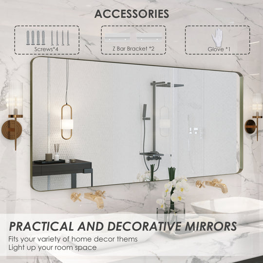 Quivaraview Rectangular Aluminum Framed Bathroom Vanity Mirror
