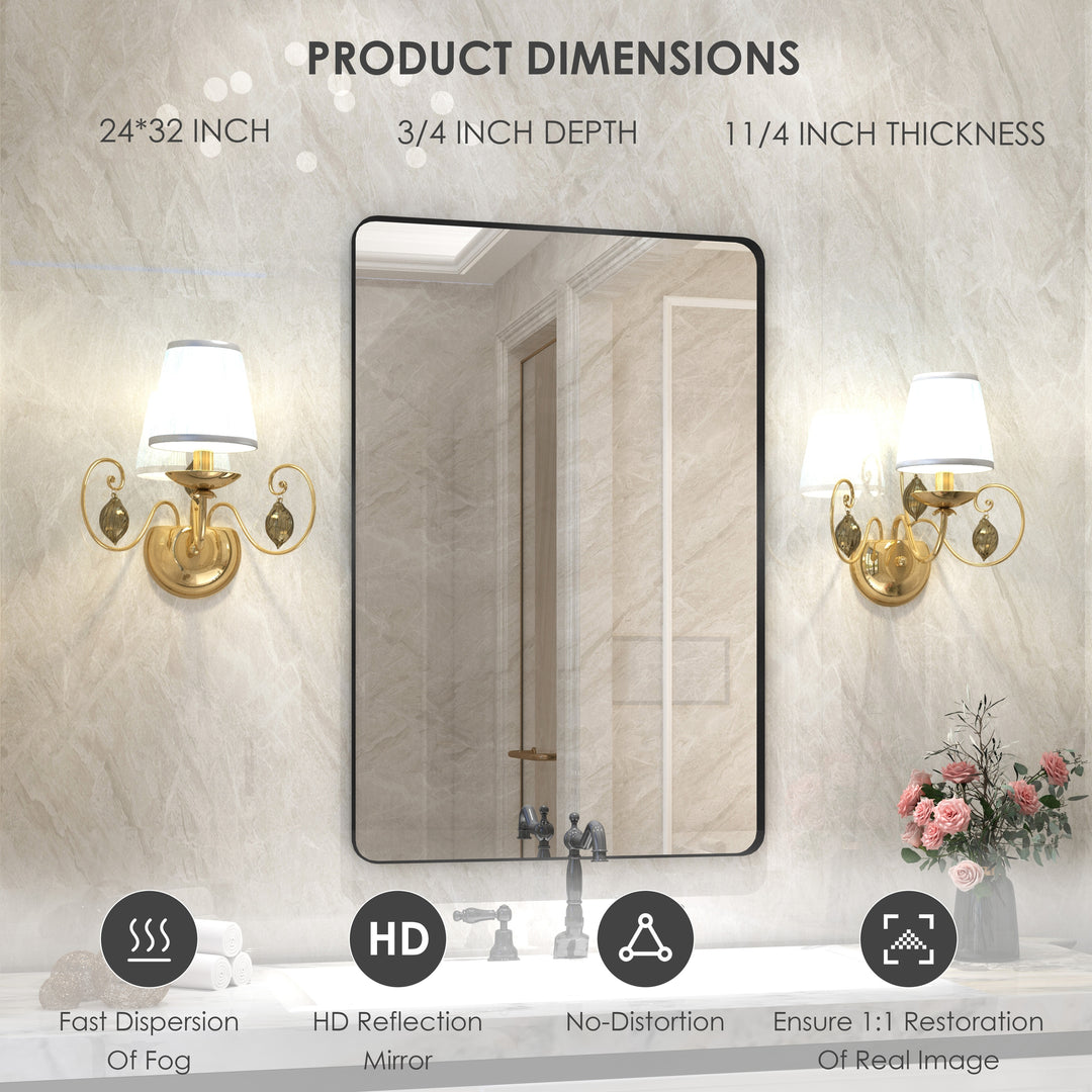 Quivaraview Rectangular Aluminum Framed Bathroom Vanity Mirror