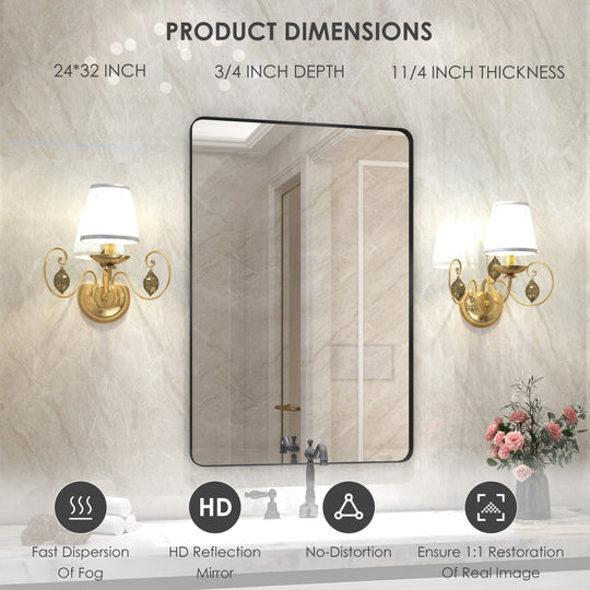 Quivaraview Rectangular Aluminum Framed Bathroom Vanity Mirror