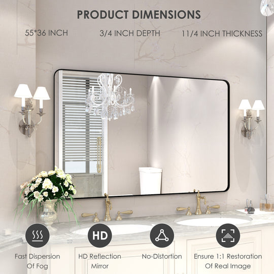 Quivaraview Rectangular Aluminum Framed Bathroom Vanity Mirror