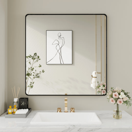 Quivaraview Rectangular Aluminum Framed Bathroom Vanity Mirror