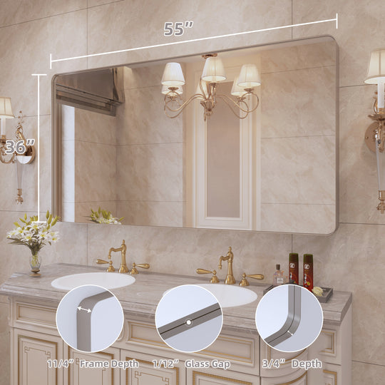 Quivaraview Rectangular Aluminum Framed Bathroom Vanity Mirror
