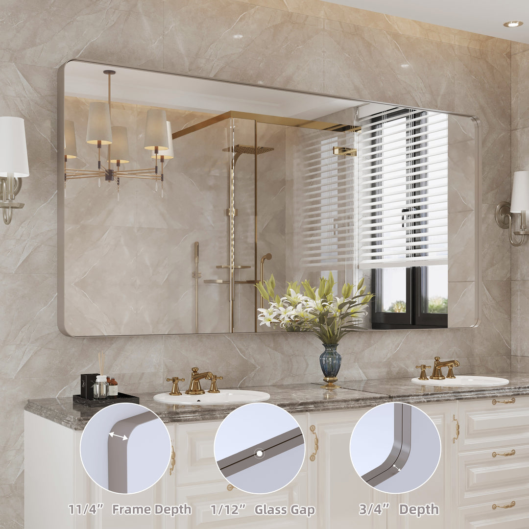 Quivaraview Rectangular Aluminum Framed Bathroom Vanity Mirror