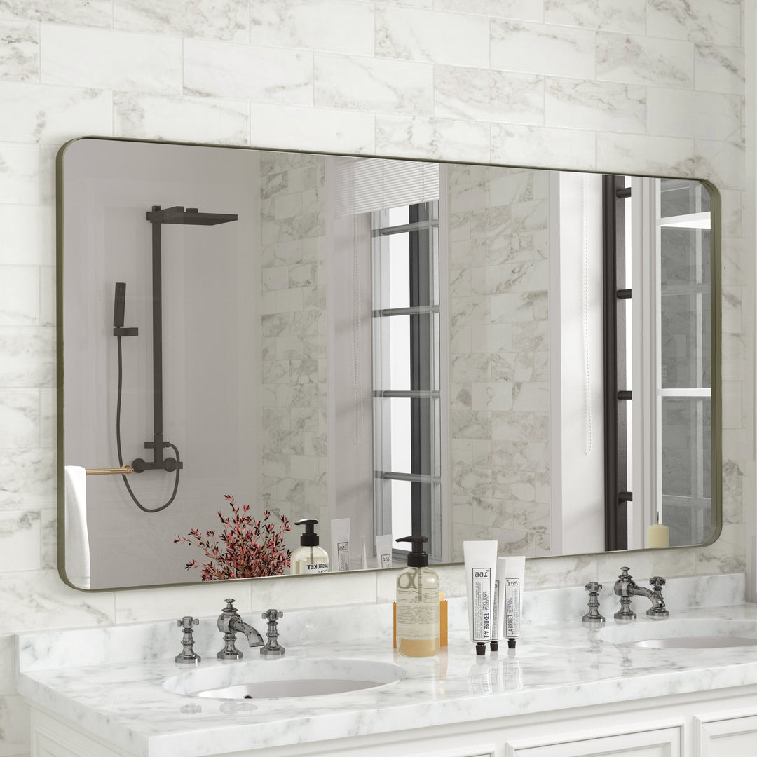 Quivaraview Rectangular Aluminum Framed Bathroom Vanity Mirror
