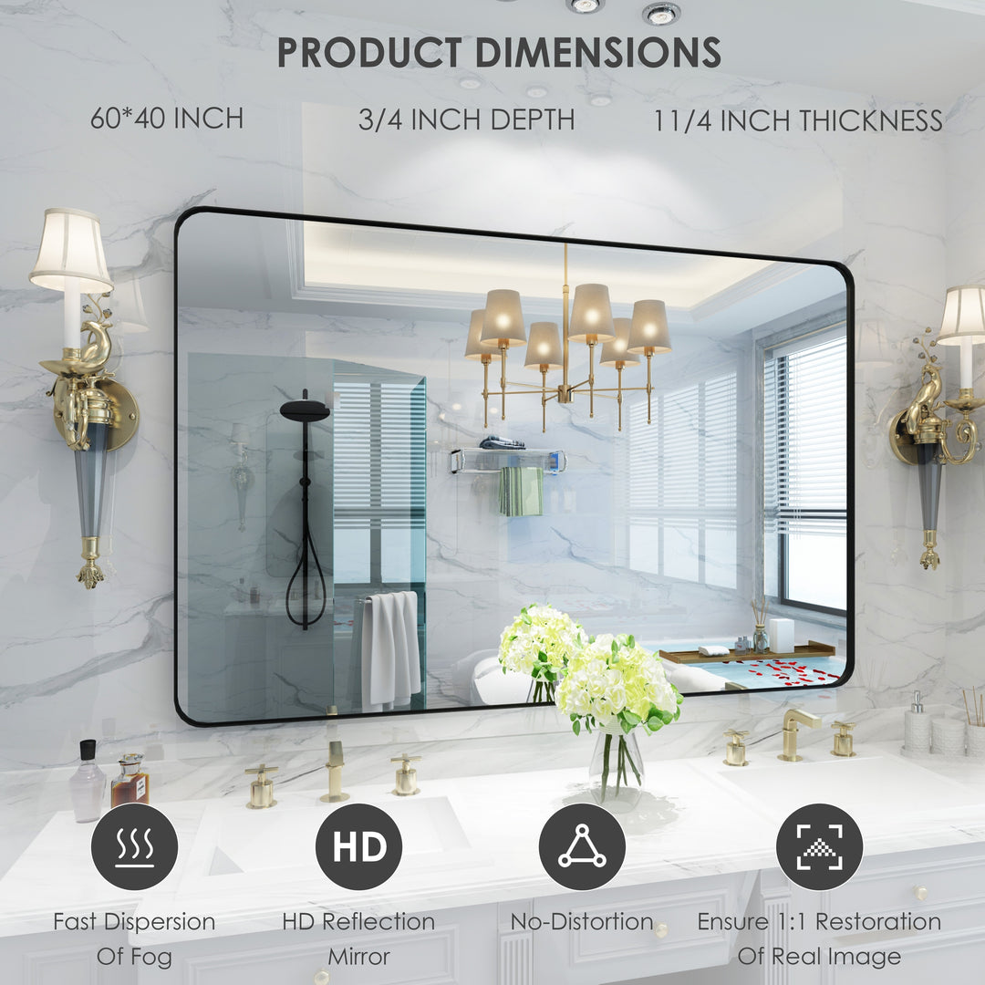 Quivaraview Rectangular Aluminum Framed Bathroom Vanity Mirror