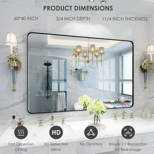 Quivaraview Rectangular Aluminum Framed Bathroom Vanity Mirror