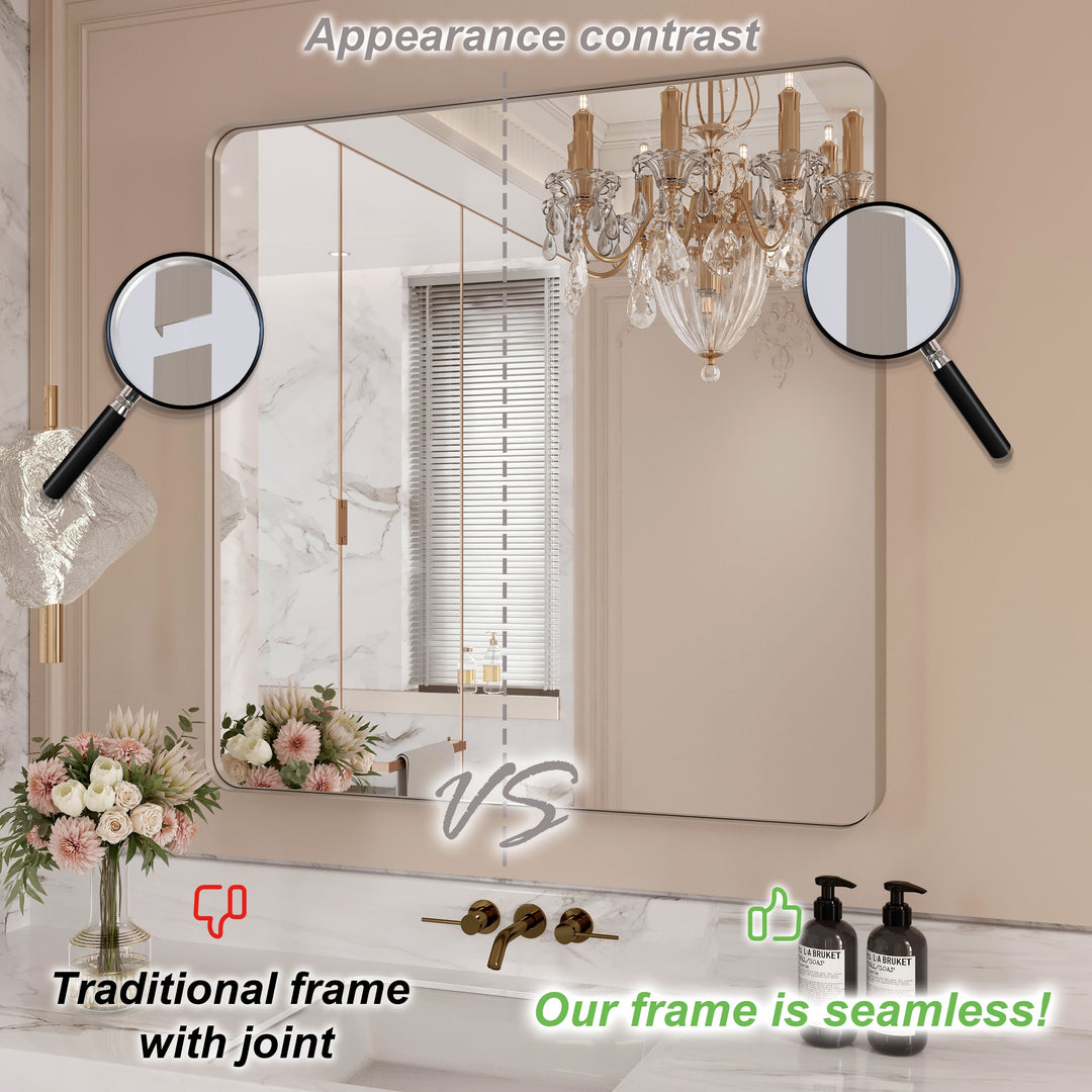 Quivaraview Rectangular Aluminum Framed Bathroom Vanity Mirror