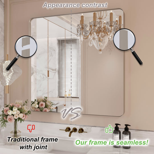 Quivaraview Rectangular Aluminum Framed Bathroom Vanity Mirror