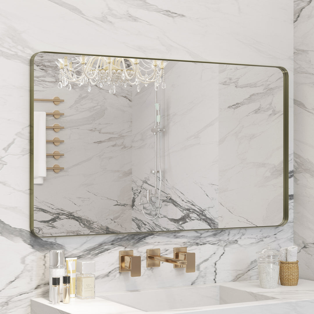 Quivaraview Rectangular Aluminum Framed Bathroom Vanity Mirror