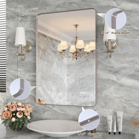Quivaraview Rectangular Aluminum Framed Bathroom Vanity Mirror