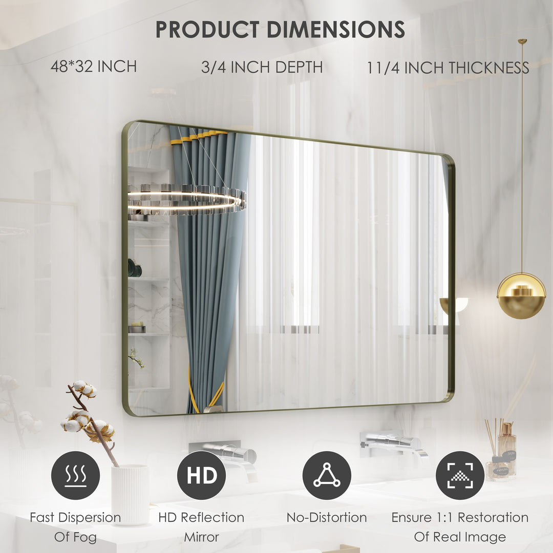 Quivaraview Rectangular Aluminum Framed Bathroom Vanity Mirror
