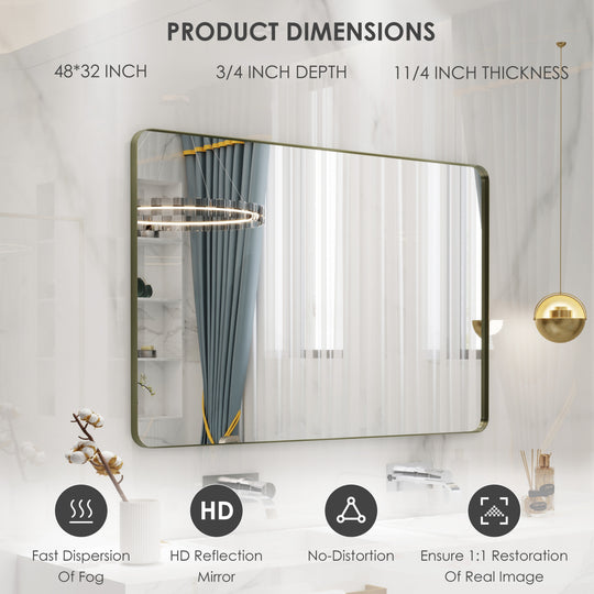 Quivaraview Rectangular Aluminum Framed Bathroom Vanity Mirror