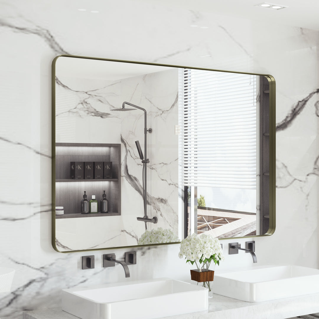 Quivaraview Rectangular Aluminum Framed Bathroom Vanity Mirror
