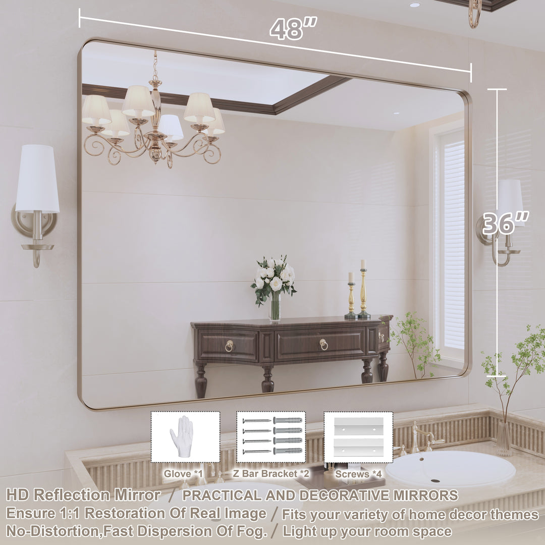 Quivaraview Rectangular Aluminum Framed Bathroom Vanity Mirror