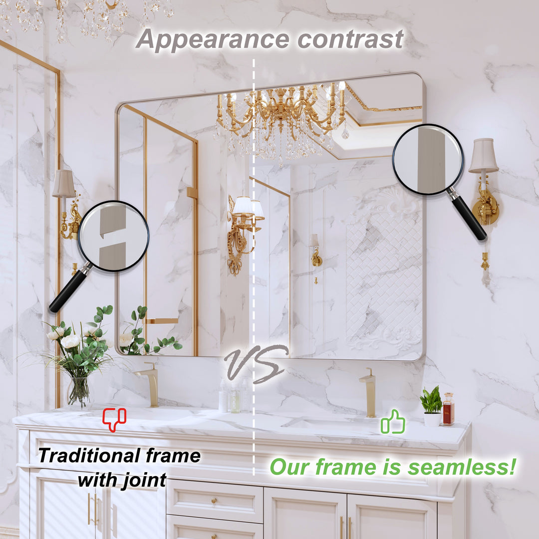 Quivaraview Rectangular Aluminum Framed Bathroom Vanity Mirror