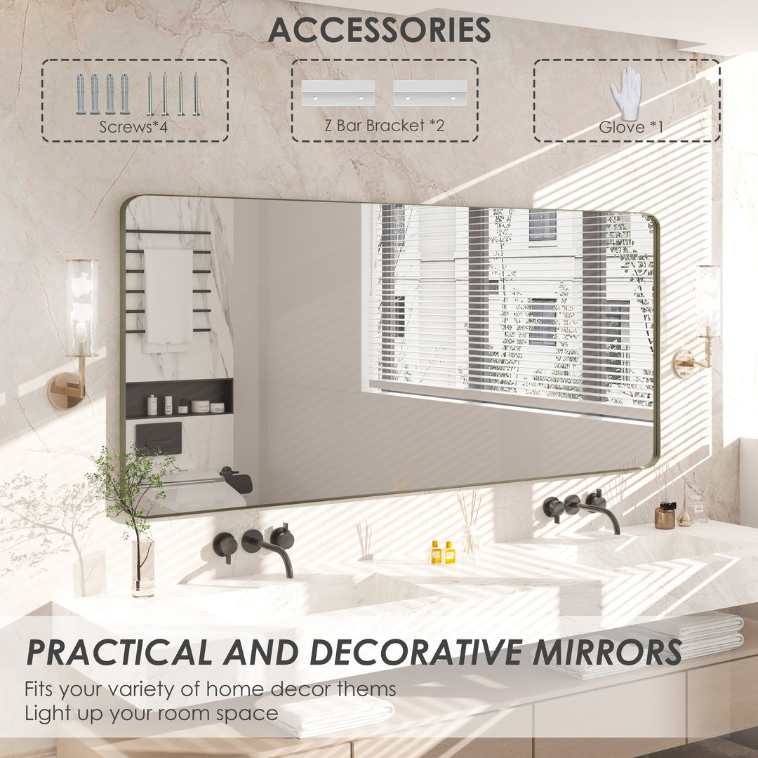 Quivaraview Rectangular Aluminum Framed Bathroom Vanity Mirror