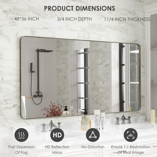 Quivaraview Rectangular Aluminum Framed Bathroom Vanity Mirror