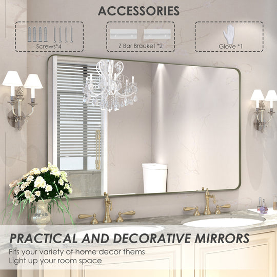 Quivaraview Rectangular Aluminum Framed Bathroom Vanity Mirror