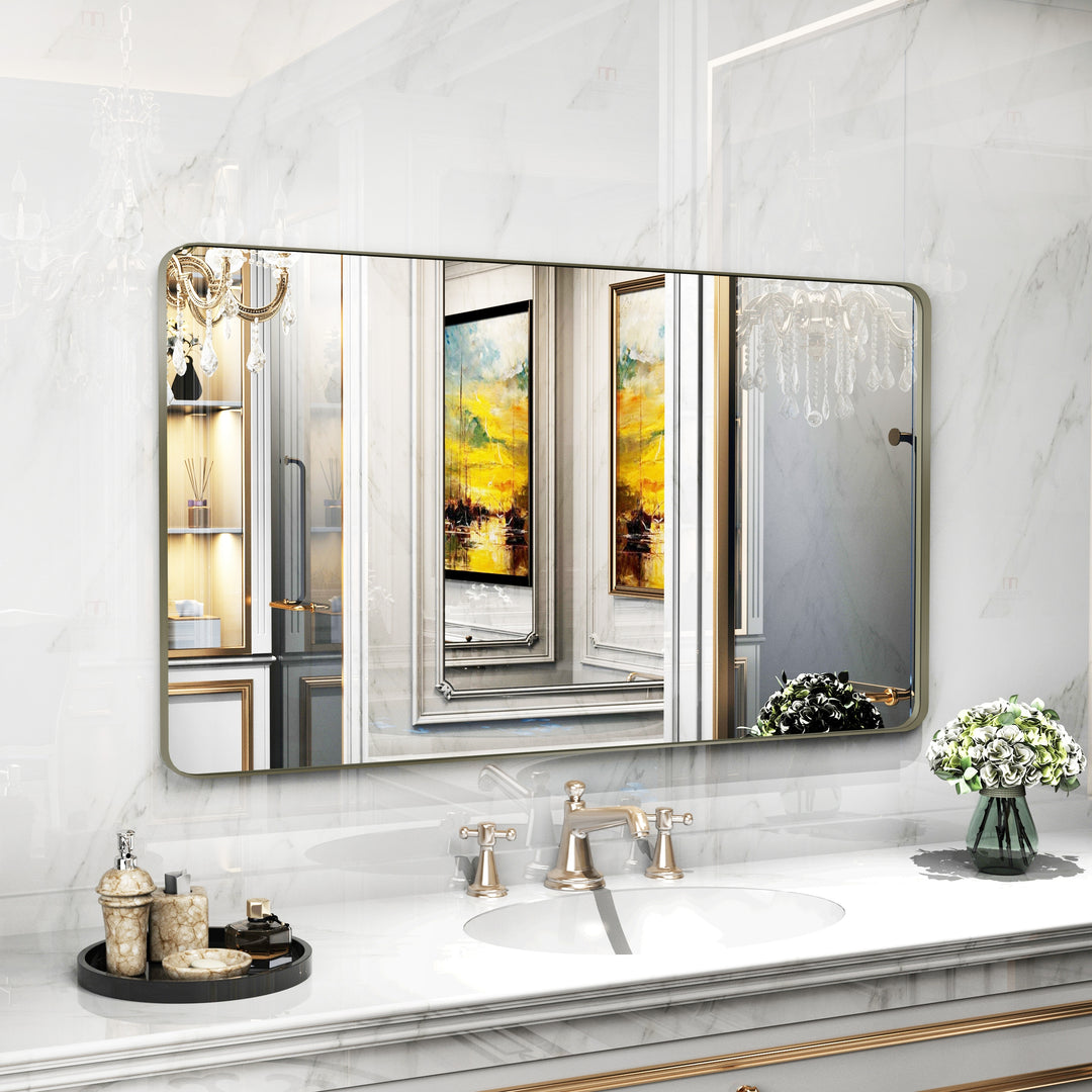 Quivaraview Rectangular Aluminum Framed Bathroom Vanity Mirror