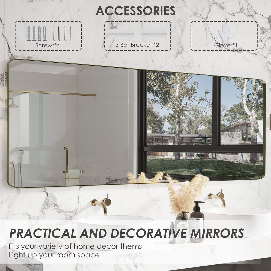 Quivaraview Rectangular Aluminum Framed Bathroom Vanity Mirror