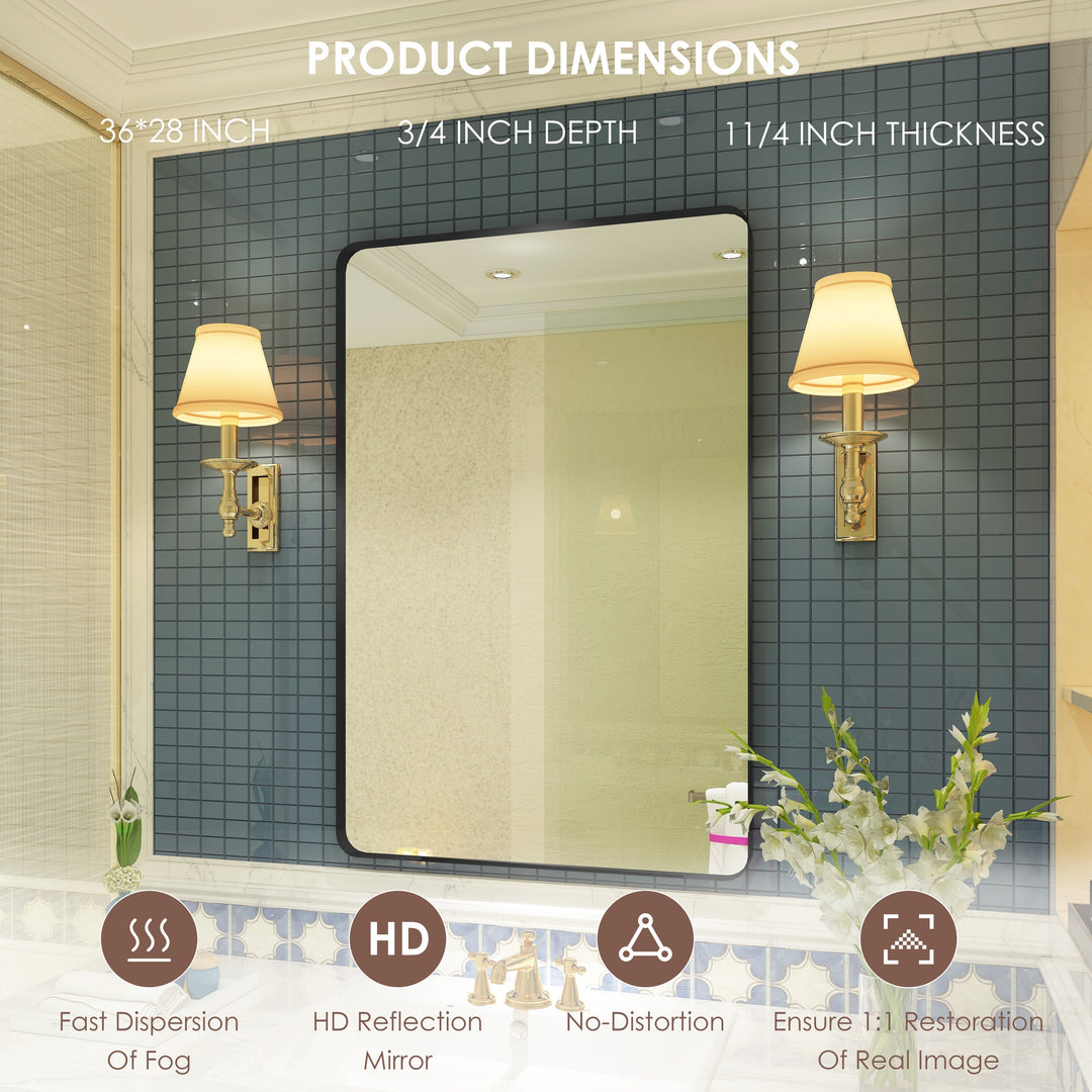 Quivaraview Rectangular Aluminum Framed Bathroom Vanity Mirror