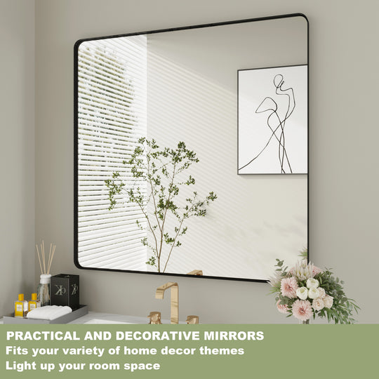 Quivaraview Rectangular Aluminum Framed Bathroom Vanity Mirror