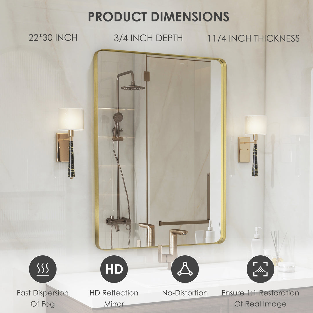 Quivaraview Rectangular Aluminum Framed Bathroom Vanity Mirror