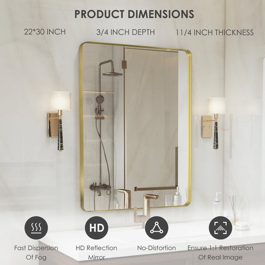 Quivaraview Rectangular Aluminum Framed Bathroom Vanity Mirror