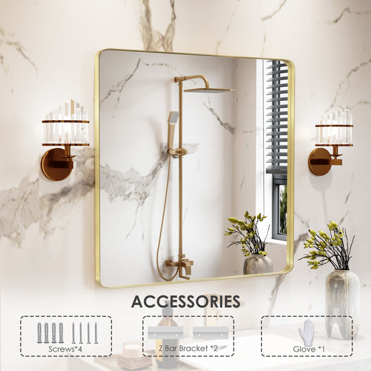 Quivaraview Rectangular Aluminum Framed Bathroom Vanity Mirror
