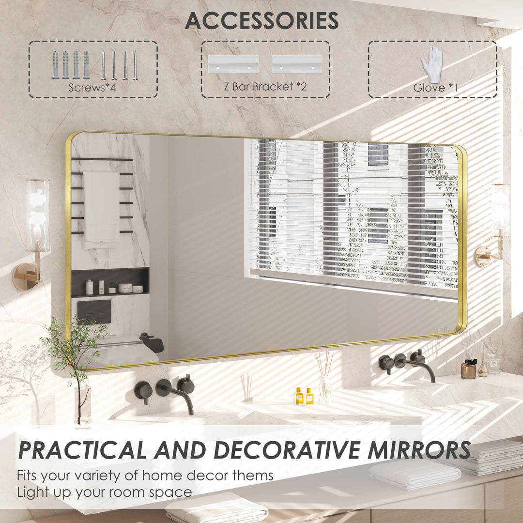 Quivaraview Rectangular Aluminum Framed Bathroom Vanity Mirror