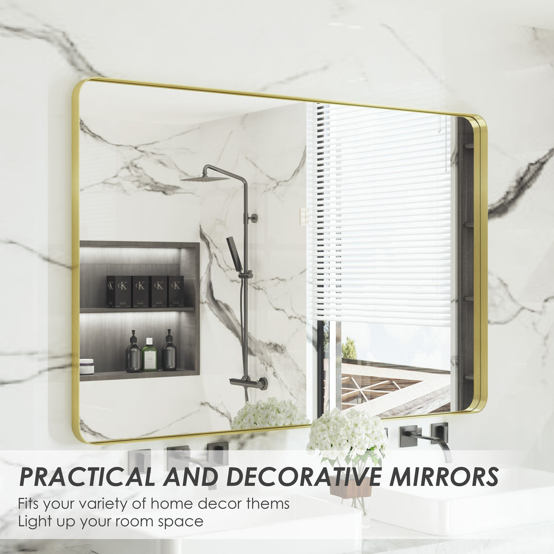 Quivaraview Rectangular Aluminum Framed Bathroom Vanity Mirror