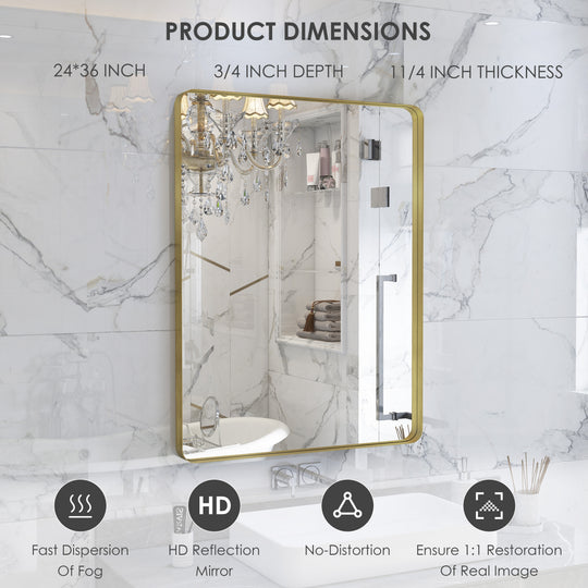 Quivaraview Rectangular Aluminum Framed Bathroom Vanity Mirror