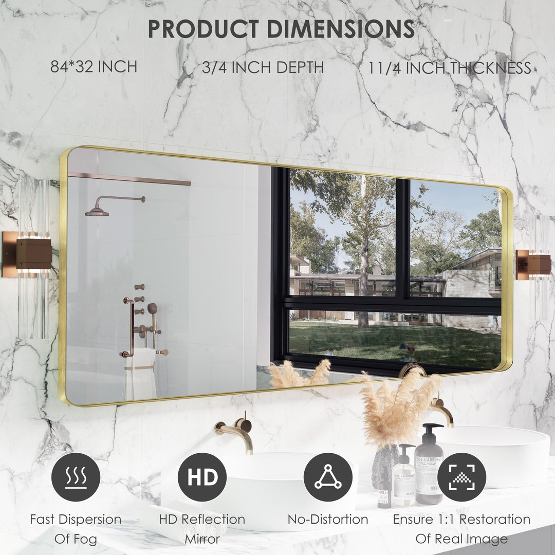 Quivaraview Rectangular Aluminum Framed Bathroom Vanity Mirror