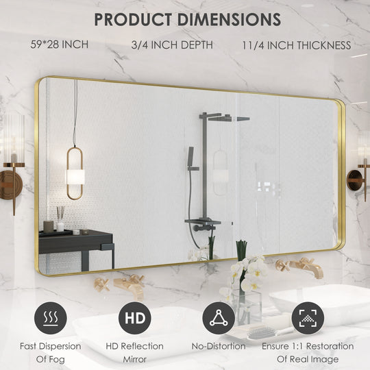 Quivaraview Rectangular Aluminum Framed Bathroom Vanity Mirror