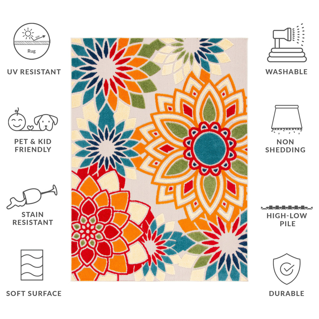 Cabana Elvezia Indoor/ Outdoor Waterproof Patio Floral Rug