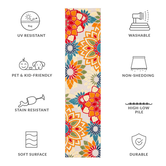 Cabana Elvezia Indoor/ Outdoor Waterproof Patio Floral Rug