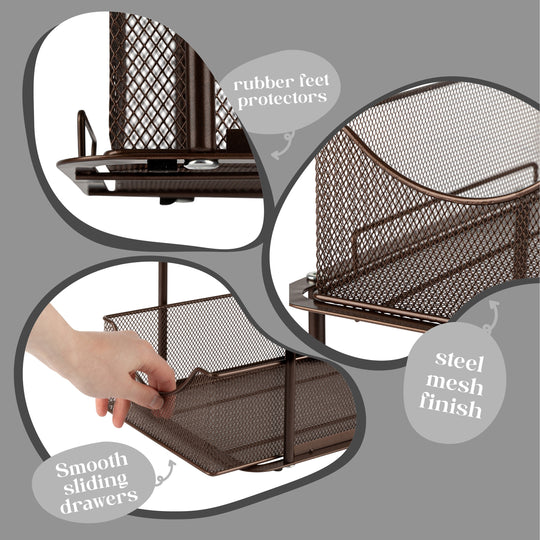 2 Tier under Sink Bathroom Organizers and Storage (2 Pack) - 14" L X 9.3" W X 12.25" H