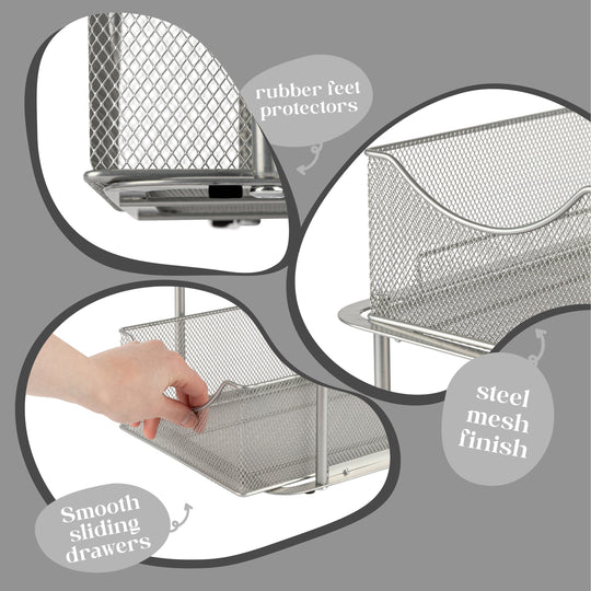 2 Tier under Sink Bathroom Organizers and Storage (2 Pack) - 14" L X 9.3" W X 12.25" H