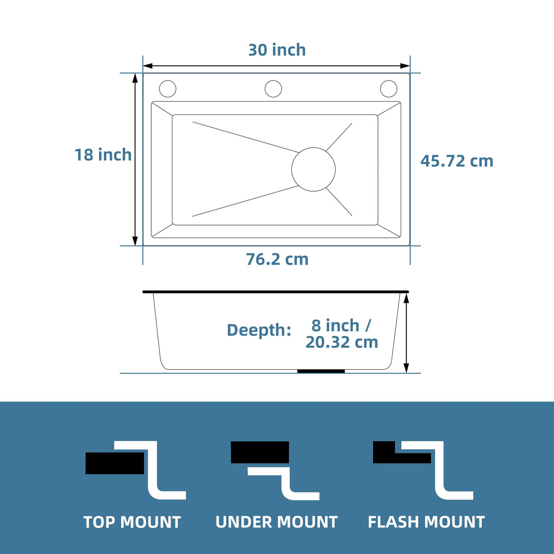 Stainless Steel Single Bowl Drop in Kitchen Sink
