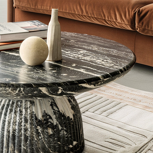 Maddox Single round Coffee Table Stone Marble Effect