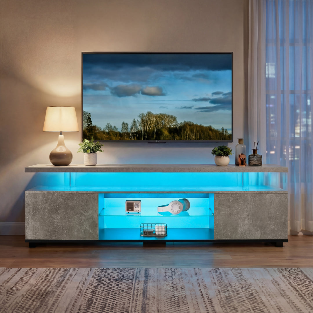 TV Stand for 55 Inch TV - Gaming Entertainment Media Console with Large Side Cabinet, Storage Center for Living Room